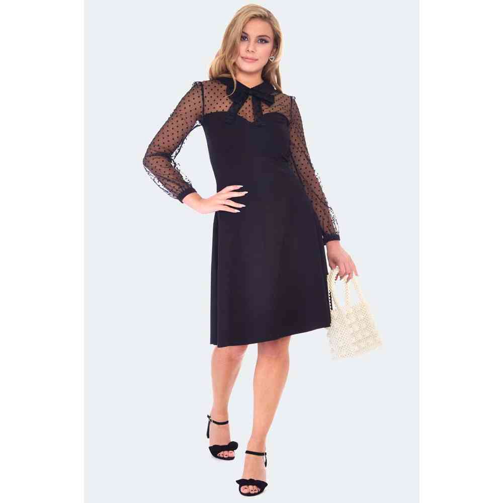 Voodoo Vixen - Heart Mesh Panel Flare jurk - Zwart